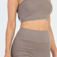 Ribbed Cami Crop Top & Ruched Shorts Set