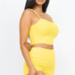 Ribbed Cami Crop Top & Ruched Shorts Set