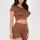 Short Sleeve Crop Top & Shorts Set