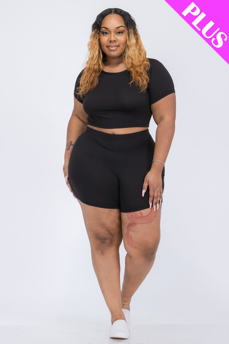 Short Sleeve Crop Top & Shorts Set