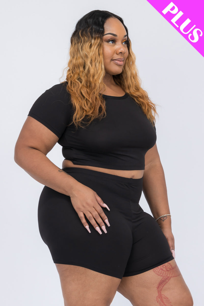 Short Sleeve Crop Top & Shorts Set