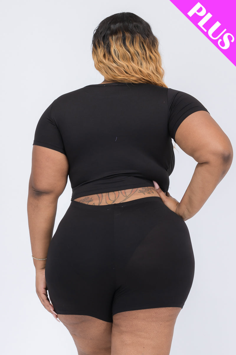 Short Sleeve Crop Top & Shorts Set