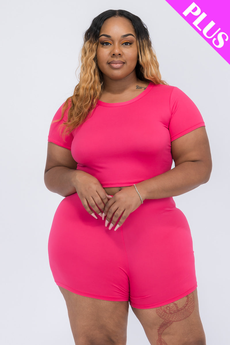 Short Sleeve Crop Top & Shorts Set