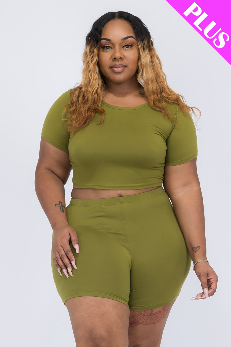 Short Sleeve Crop Top & Shorts Set