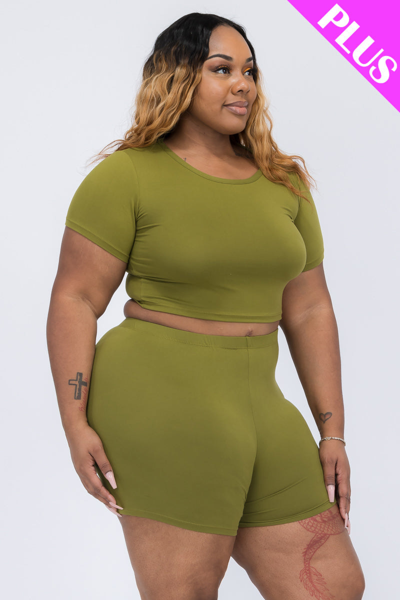 Short Sleeve Crop Top & Shorts Set