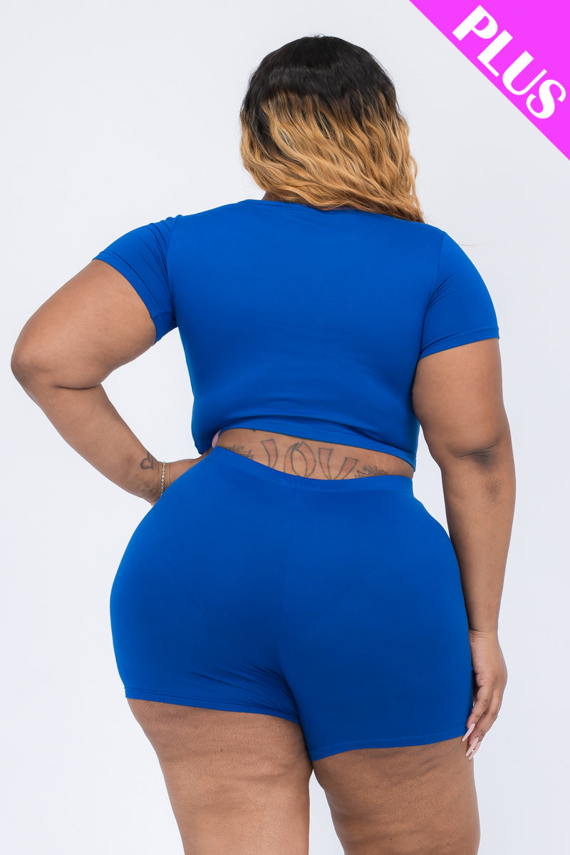 Short Sleeve Crop Top & Shorts Set