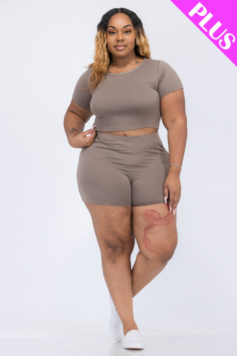 Short Sleeve Crop Top & Shorts Set