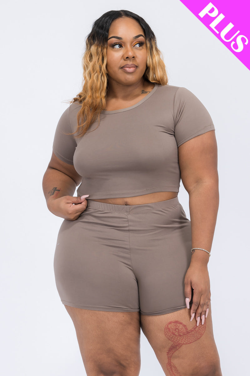 Short Sleeve Crop Top & Shorts Set