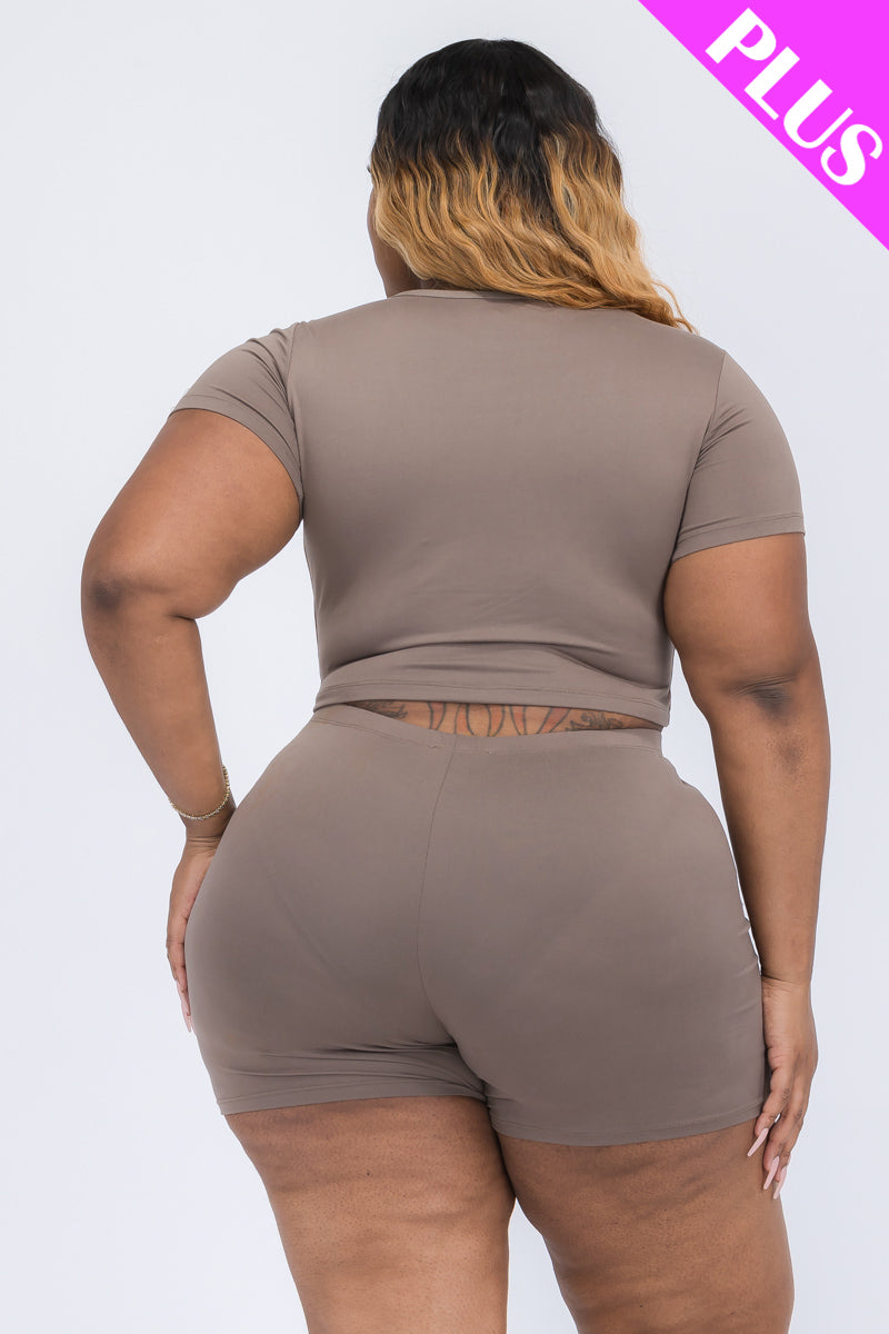 Short Sleeve Crop Top & Shorts Set