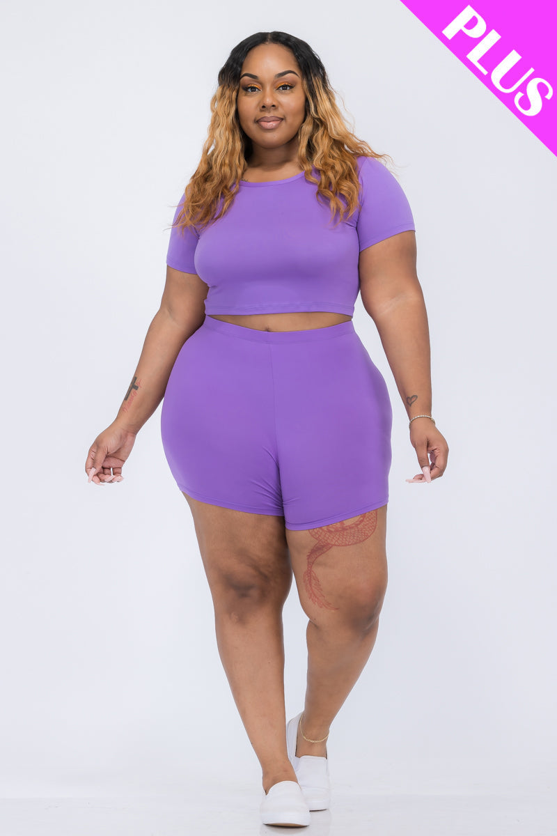 Short Sleeve Crop Top & Shorts Set