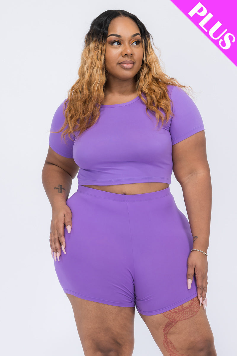 Short Sleeve Crop Top & Shorts Set