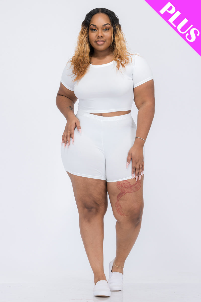 Short Sleeve Crop Top & Shorts Set