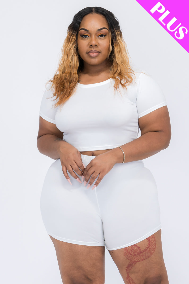Short Sleeve Crop Top & Shorts Set