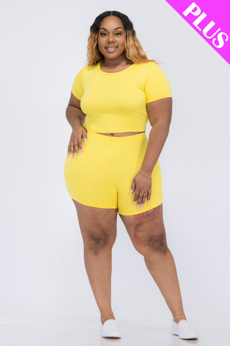 Short Sleeve Crop Top & Shorts Set