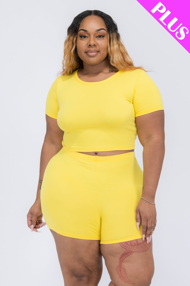 Short Sleeve Crop Top & Shorts Set