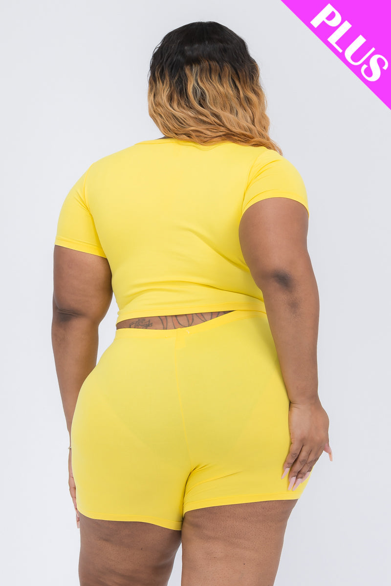 Short Sleeve Crop Top & Shorts Set