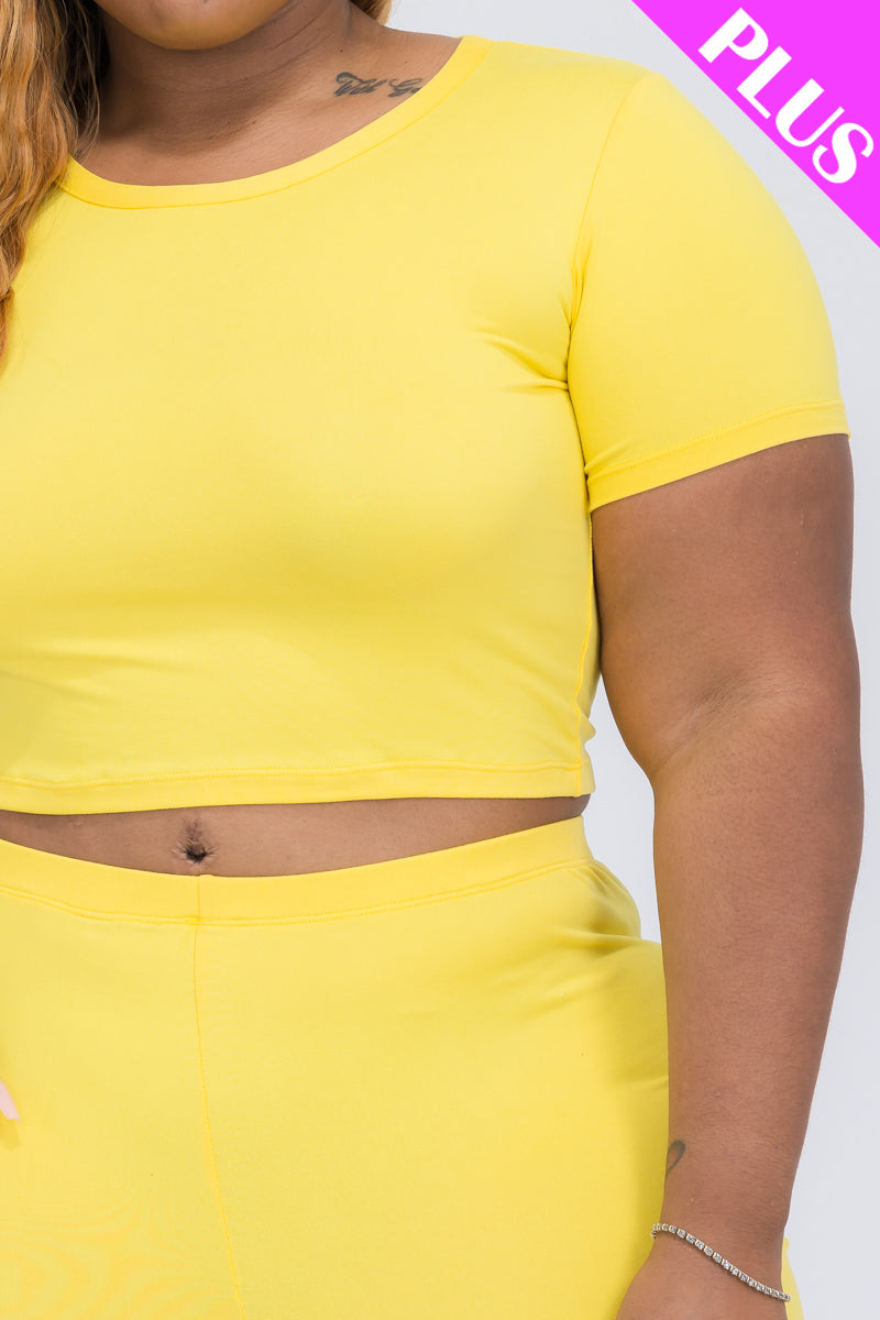 Short Sleeve Crop Top & Shorts Set