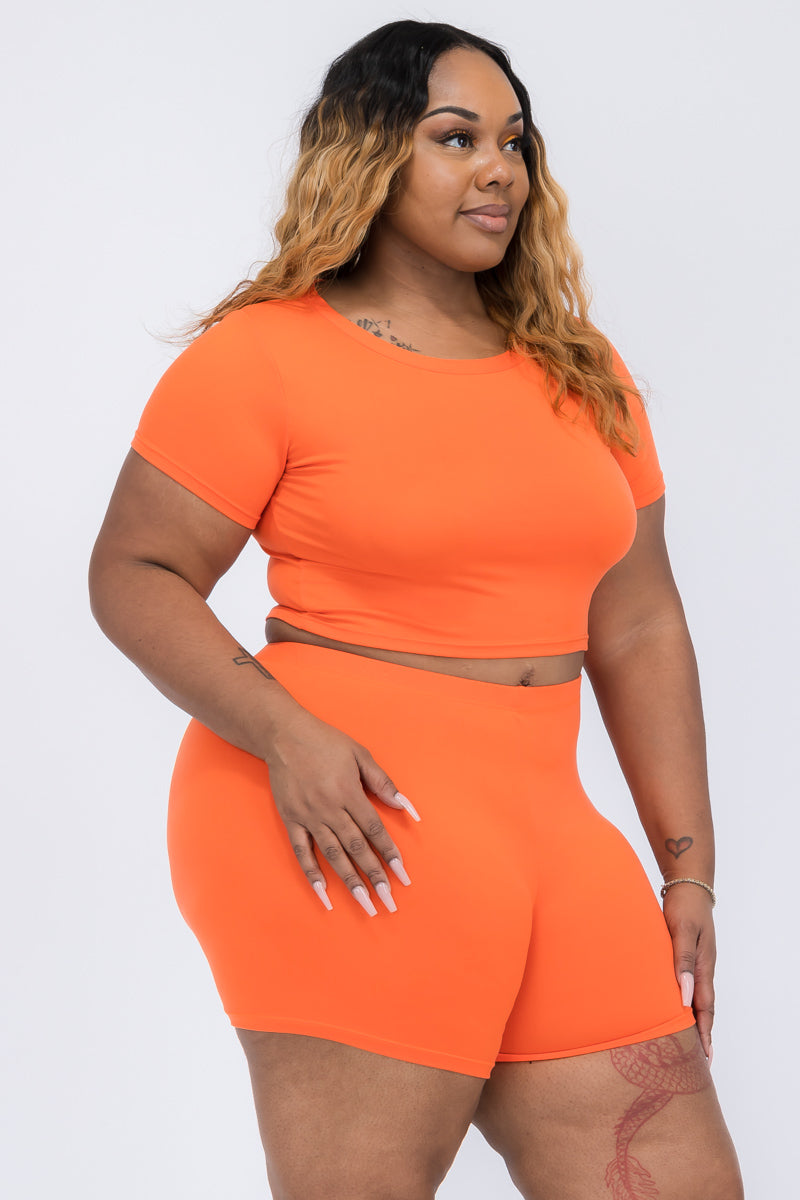 Short Sleeve Crop Top & Shorts Set