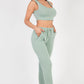French Terry Cropped Tank Top & Joggers Set