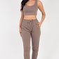 French Terry Cropped Tank Top & Joggers Set
