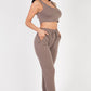 French Terry Cropped Tank Top & Joggers Set
