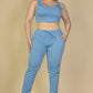 French Terry Cropped Tank Top & Joggers Set