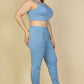 French Terry Cropped Tank Top & Joggers Set