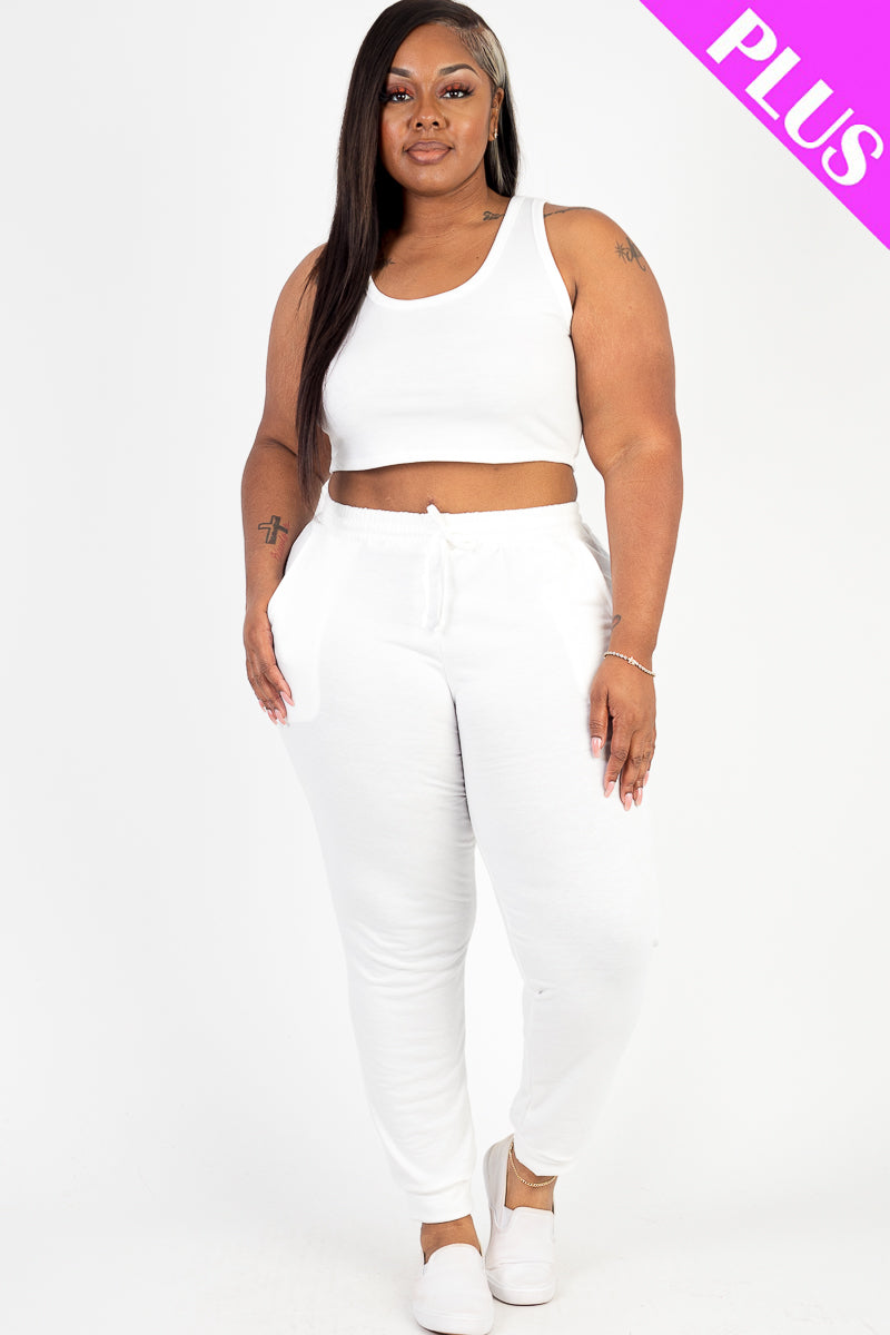 French Terry Cropped Tank Top & Joggers Set