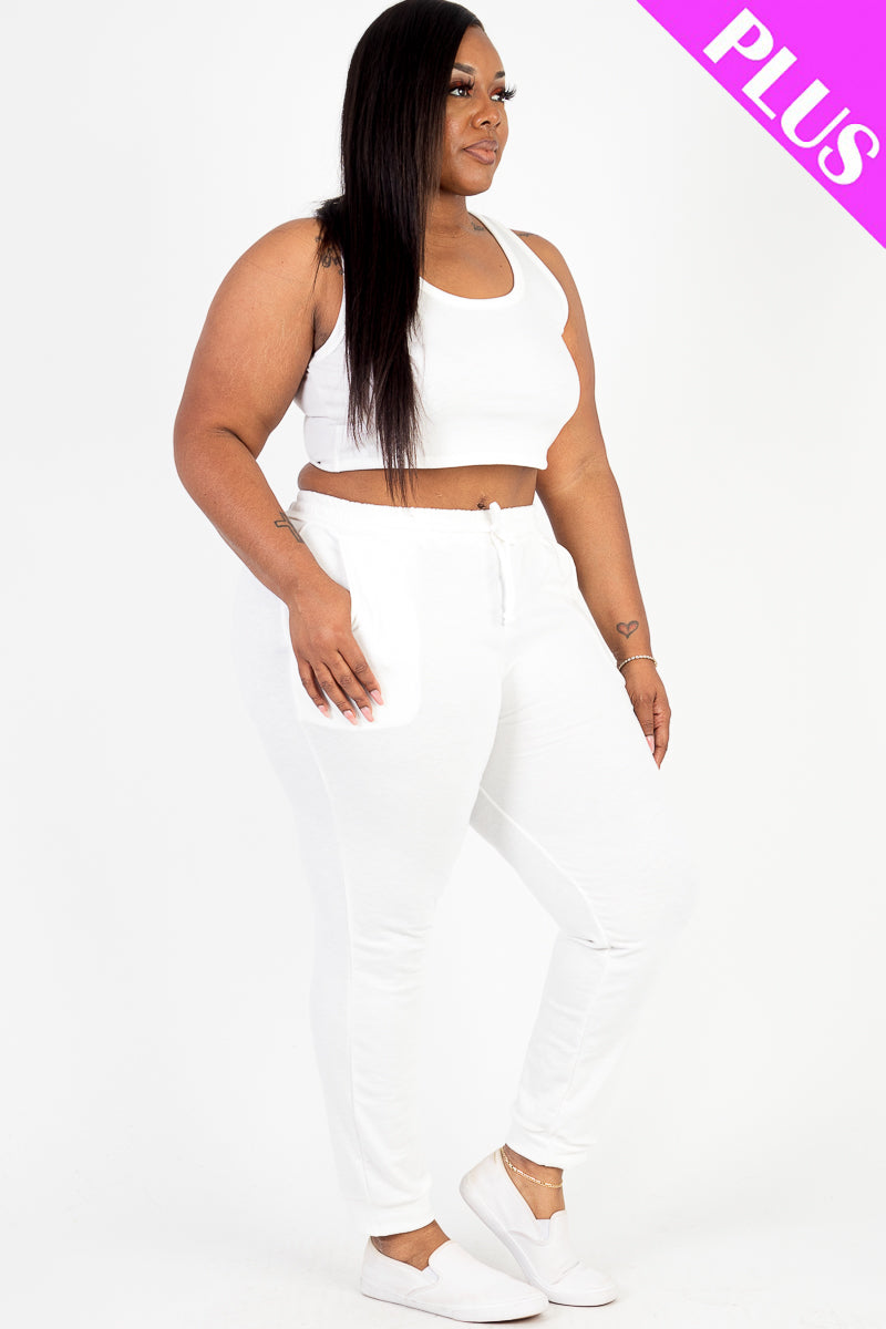 French Terry Cropped Tank Top & Joggers Set
