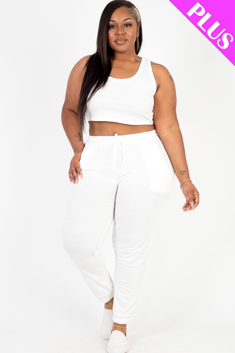 French Terry Cropped Tank Top & Joggers Set