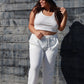French Terry Cropped Tank Top & Joggers Set