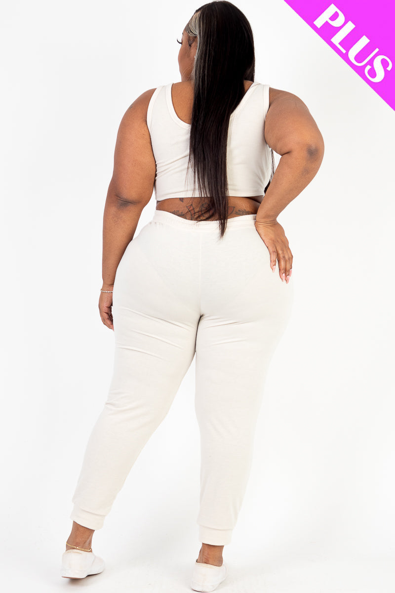 French Terry Cropped Tank Top & Joggers Set