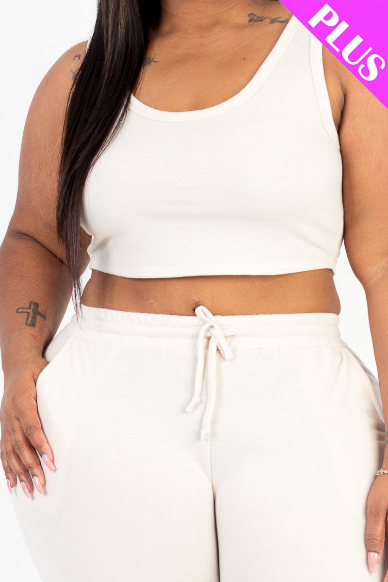 French Terry Cropped Tank Top & Joggers Set