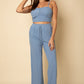 Bustier Crop Cami Top & Slant Pocket Straight Pants set