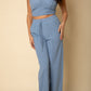 Bustier Crop Cami Top & Slant Pocket Straight Pants set