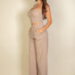 Bustier Crop Cami Top & Slant Pocket Straight Pants set