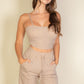Bustier Crop Cami Top & Slant Pocket Straight Pants set