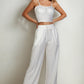Bustier Crop Cami Top & Slant Pocket Straight Pants set