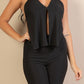 Split Front Backless Halter Top & Flare Pants Set