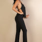 Split Front Backless Halter Top & Flare Pants Set