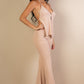 Split Front Backless Halter Top & Flare Pants Set