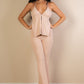 Split Front Backless Halter Top & Flare Pants Set