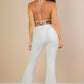 Split Front Backless Halter Top & Flare Pants Set