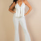 Split Front Backless Halter Top & Flare Pants Set