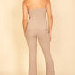 Ribbed Side Slit Bandeau Top & Flare Pants Set