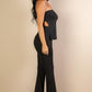 Ribbed Side Slit Bandeau Top & Flare Pants Set