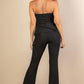 Ribbed Side Slit Bandeau Top & Flare Pants Set