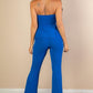 Ribbed Side Slit Bandeau Top & Flare Pants Set