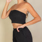 Simple Solid Color Tube Top And Shorts Two Piece Set