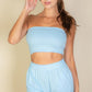 Simple Solid Color Tube Top And Shorts Two Piece Set